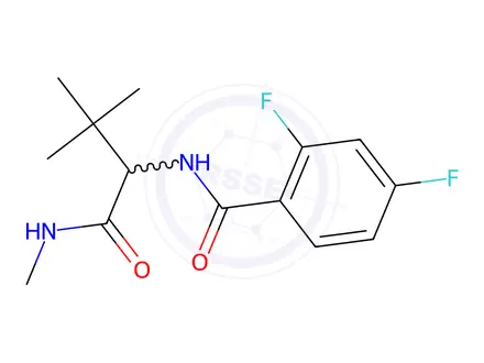 Chemical structure of N-(3,3-dimethyl-1-(methylamino)-1-oxobutan-2-yl)-2,4-difluorobenzamide