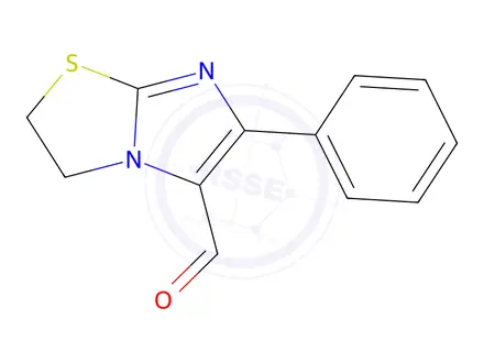 Chemical structure of 6-Phenyl-2,3-dihydroimidazo[2,1-b]thiazole-5-carbaldehyde