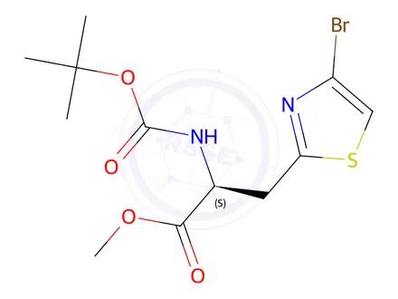 Chemical structure of Methyl (S)-3-(4-bromothiazol-2-yl)-2-((tert-butoxycarbonyl)amino)propanoate