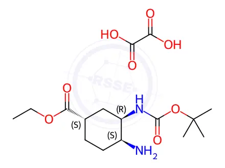 Chemical structure of (1S,3R,4S)-Ethyl 4-Amino-3-((tert-butoxycarbonyl)amino)cyclohexanecarboxylate Oxalate