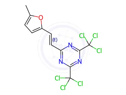 Chemical structure of 2-(2-(5-Methylfuran-2-yl)vinyl)-4,6-bis(trichloromethyl)-1,3,5-triazine