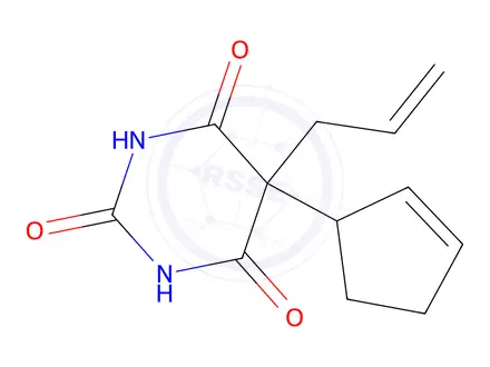 Chemical structure of 5-allyl-5-(2-cyclopenten-1-yl)barbituric acid, compound with [R-(R*,S*)]-alpha-[1-(methylamino)ethyl]benzenemethanol (1:1)