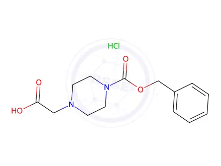Chemical structure of 2-(4-((Benzyloxy)carbonyl)piperazin-1-yl)acetic acid hydrochloride