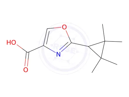 Chemical structure of 2-(2,2,3,3-Tetramethylcyclopropyl)-oxazole-4-carbpxylic Acid
