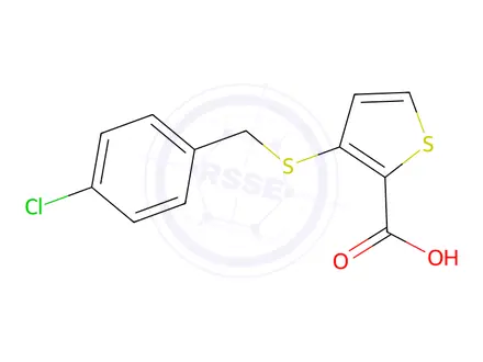 Chemical structure of 3-[(4-Chlorobenzyl)sulfanyl]-2-thiophenecarboxylic Acid