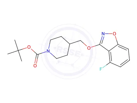 Chemical structure of Tert-butyl 4-(((4-fluorobenzo[d]isoxazol-3-yl)oxy)methyl)piperidine-1-carboxylate
