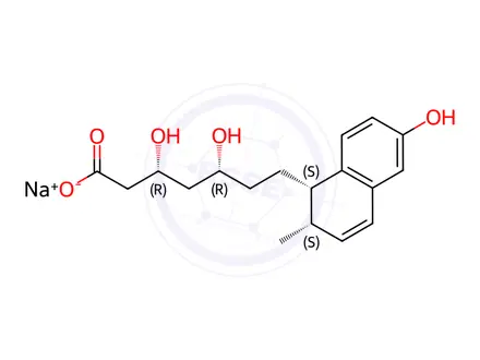 Chemical structure of (bR,δR,1S,2S)-1,2-Dihydro-b,δ,6-trihydroxy-2-methyl-1-naphthaleneheptanoic Acid Sodium Salt(Pravastatin Impurity)