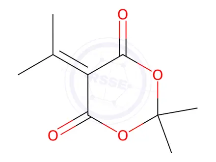 Chemical structure of 2,2-dimethyl-5-(propan-2-ylidene)-1,3-dioxane-4,6-dione