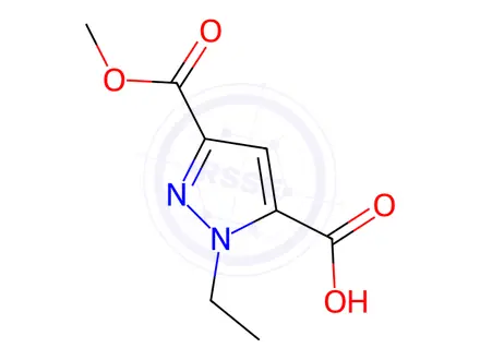 Chemical structure of 1-ethyl-3-(methoxycarbonyl)-1H-pyrazole-5-carboxylic acid