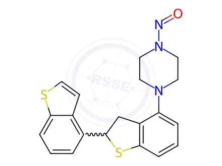 Chemical structure of 1-(2,3-Dihydro-[2,4'-bibenzo[b]thiophen]-4-yl)-4-nitrosopiperazine