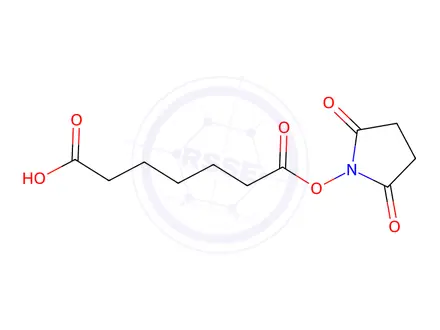 Chemical structure of 7-((2,5-Dioxopyrrolidin-1-yl)oxy)-7-oxoheptanoic acid