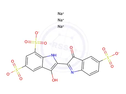 Chemical structure of Trisodium Indigo-5,5',7'-Trisulfonate