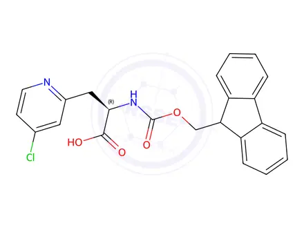 Chemical structure of (R)-2-((((9H-fluoren-9-yl)methoxy)carbonyl)amino)-3-(4-chloropyridin-2-yl)propanoic acid