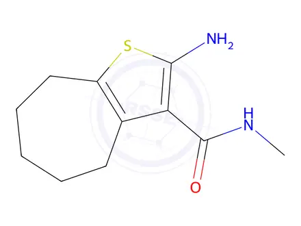 Chemical structure of 2-amino-N-methyl-5,6,7,8-tetrahydro-4H-cyclohepta[b]thiophene-3-carboxamide