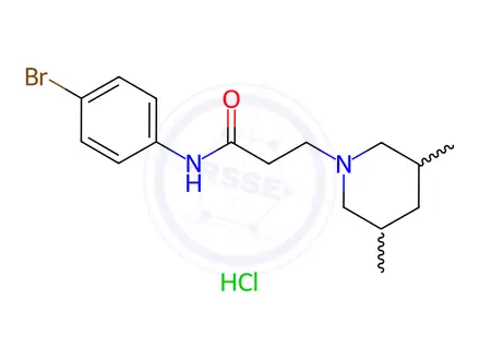 Chemical structure of N-(4-Bromophenyl)-3,5-dimethyl-1-piperidinepropanamide Hydrochloride
