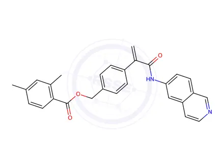 Chemical structure of 4-(3-(isoquinolin-6-ylamino)-3-oxoprop-1-en-2-yl)benzyl 2,4-dimethylbenzoate