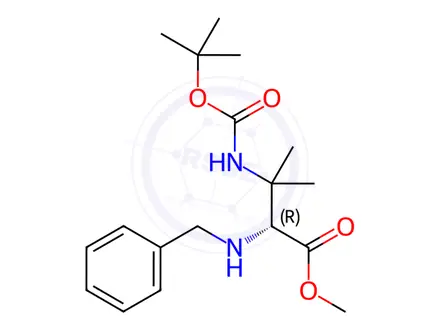 Chemical structure of (R)-Methyl 2-(Benzylamino)-3-((Tert-Butoxycarbonyl)Amino)-3-Methylbutanoate