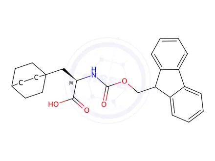 Chemical structure of (R)-2-((((9H-fluoren-9-yl)methoxy)carbonyl)amino)-3-(bicyclo[2.2.2]Octan-1-yl)propanoic acid