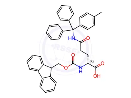 Chemical structure of FMOC-D-GLN(MTT)-OH