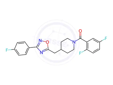 Chemical structure of 1-(2,5-difluorobenzoyl)-4-{[3-(4-fluorophenyl)-1,2,4-oxadiazol-5-yl]methyl}piperidine
