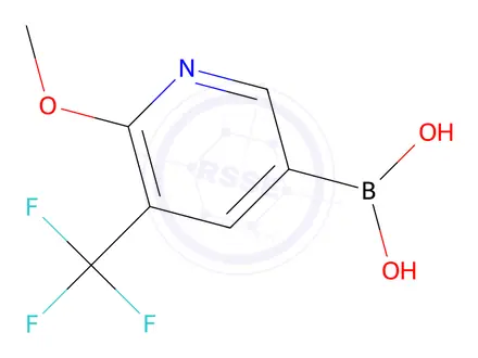 Chemical structure of 2-Methoxy-3-(trifluoromethyl)pyridine-5-boronic Acid
