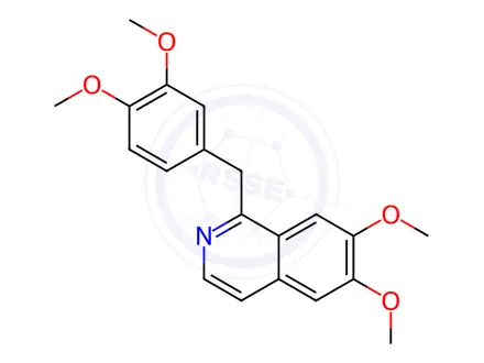 Chemical structure of 3-hydroxy-2-methyl-5-[(phosphonooxy)methyl]pyridine-4-carbaldehyde, compound with 1-[(3,4-dimethoxyphenyl)methyl]-6,7-dimethoxyisoquinoline (1:1)