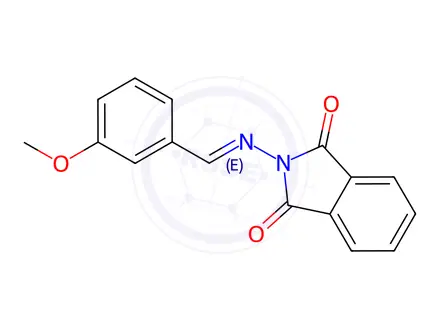 Chemical structure of 1H-Isoindole-1,3(2H)-dione, 2-(((3-methoxyphenyl)methylene)amino)-