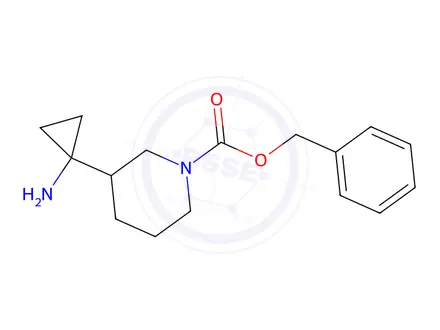 Chemical structure of Benzyl 3-(1-aminocyclopropyl)piperidine-1-carboxylate