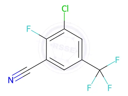 Chemical structure of 3-chloro-2-fluoro-5-(trifluoromethyl)benzonitrile