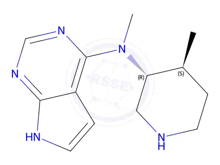 Chemical structure of N-methyl-N-((3R,4S)-4-methylpiperidin-3-yl)-7H-pyrrolo[2,3-d]pyrimidin-4-amine