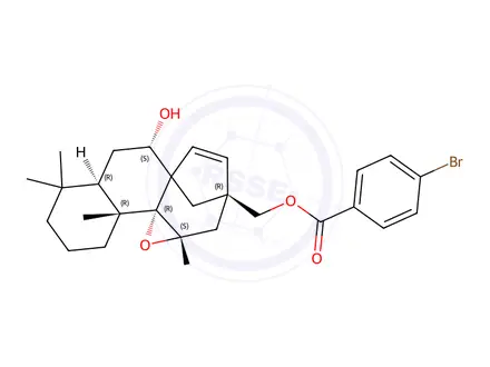 Chemical structure of 17-(4-bromobenzoyloxy)-9,11-epoxy-7-hydroxybeyerene