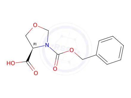 Chemical structure of (R)-(+)-3-(Benzyloxycarbonyl)oxazolidine-4-carboxylic acid