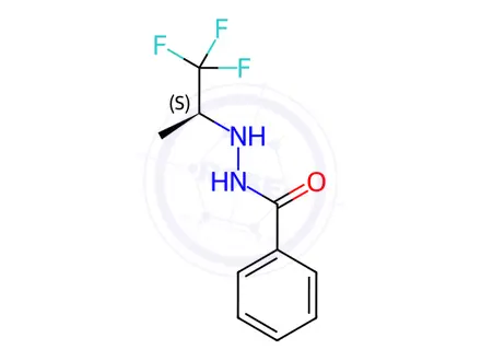 Chemical structure of Benzoic acid, 2-[(1S)-2,2,2-trifluoro-1-methylethyl]hydrazide
