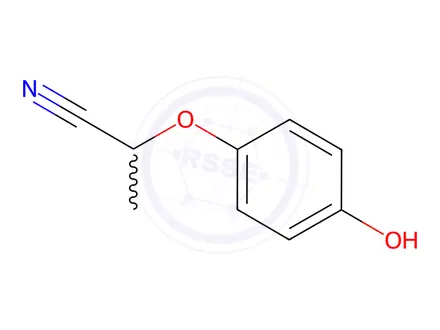 Chemical structure of Propanenitrile, 2-(4-hydroxyphenoxy)-(9CI)