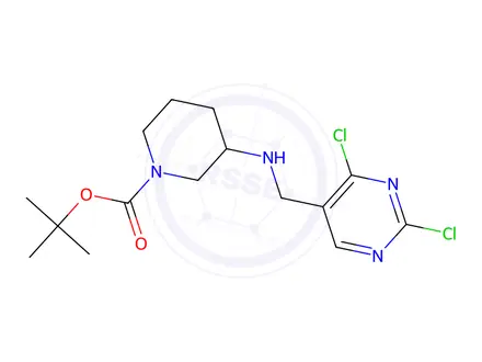 Chemical structure of tert-Butyl 3-(((2,4-dichloropyrimidin-5-yl)methyl)amino)piperidine-1-carboxylate