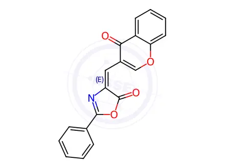 Chemical structure of 4-((4-Oxo-4H-chromen-3-yl)methylene)-2-phenyloxazol-5(4H)-one