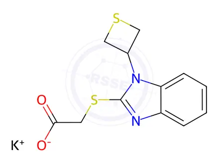 Chemical structure of Acetic acid, ((1-(3-thietanyl)-1H-benzimidazol-2-yl)thio)-, potassium salt