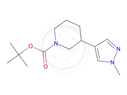 Chemical structure of Tert-butyl 3-(1-methyl-1H-pyrazol-4-yl)piperidine-1-carboxylate