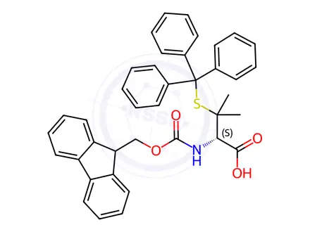 Chemical structure of Fmoc‐D-Pen(Trt)‐OH