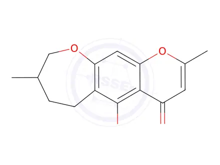 Chemical structure of 6,7,8,9-Tetrahydro-5-hydroxy-2,8-dimethyl-4H-pyrano[3,2-h][1]benzoxepin-4-one