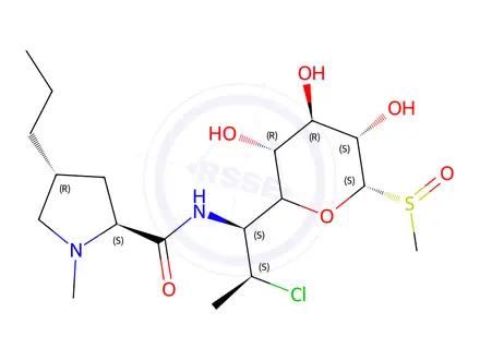 Chemical structure of (2S,4R)-N-((1S,2S)-2-chloro-1-((3R,4R,5S,6S)-3,4,5-trihydroxy-6-(methylsulfinyl)tetrahydro-2H-pyran-2-yl)propyl)-1-methyl-4-propylpyrrolidine-2-carboxamide