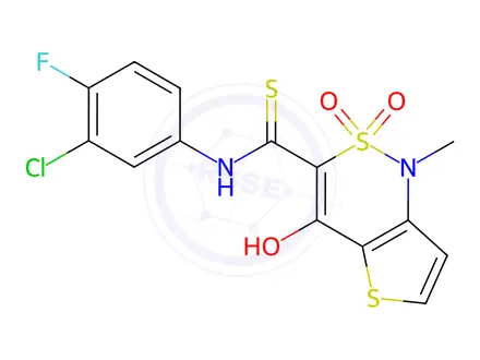 Chemical structure of N-(3-Chloro-4-fluorophenyl)-4-hydroxy-1-methyl-1H-thieno[3,2-c][1,2]thiazine-3-carbothioamide 2,2-dioxide