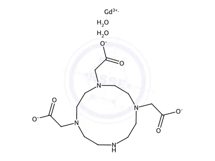 Chemical structure of (Gadolinium(III) 2,2',2''-(1,4,7,10-tetraazacyclododecane-1,4,7-triyl)triacetate dihydrate)
