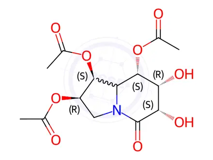 Chemical structure of [1S-(1a,2a,6b,7b,8b,8ab)]-1,2,8-Tris(acetyloxy)hexahydro-6,7-dihydroxy-5(1H)-indolizinone