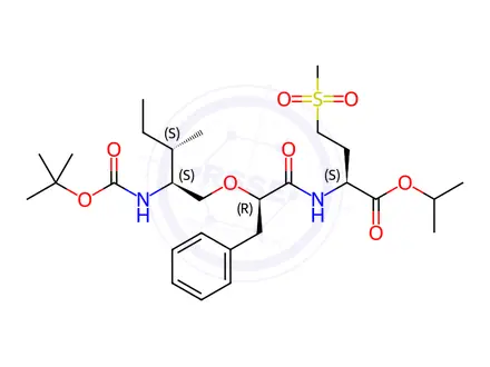 Chemical structure of (2S)-[(2'S)-t-Boc-amino-(3'S)-methyl-1-pentyloxy]-3-phenylpropionyl-methionine Sulfone, Isopropyl Ester