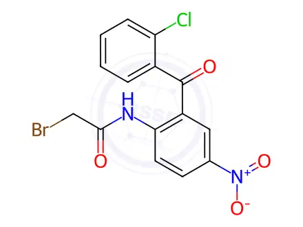 Chemical structure of 2-Bromo-N-[2-(2-chlorobenzoyl)-4-nitrophenyl]acetamide(Clonazepam Impurity)