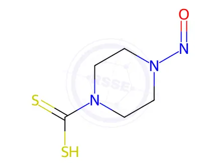 Chemical structure of 1-Piperazinecarbodithioicacid,4-nitroso-(9CI)