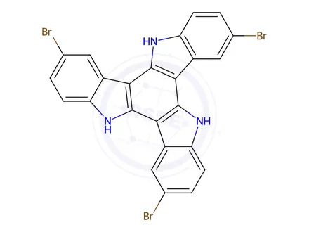 Chemical structure of 3,8,13-Tribromo-10,15-dihydro-5H-diindolo[3,2-a:3',2'-c]carbazole