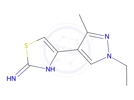 Chemical structure of 4-(1-Ethyl-3-methyl-1h-pyrazol-4-yl)-1,3-thiazol-2-amine