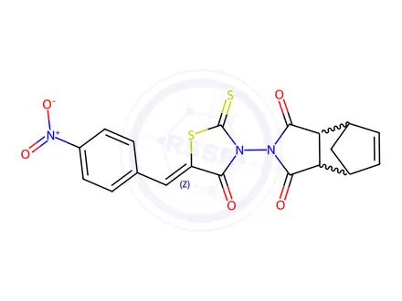 Chemical structure of 4-[(5Z)-5-[(4-Nitrophenyl)methylidene]-4-oxo-2-sulfanylidene-1,3-thiazolidin-3-yl]-4-azatricyclo[5.2.1.0^{2,6}]dec-8-ene-3,5-dione